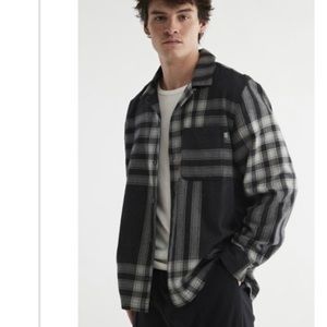 Urban Outfitters NWT Standard Cloth flannel button front grey black plaid